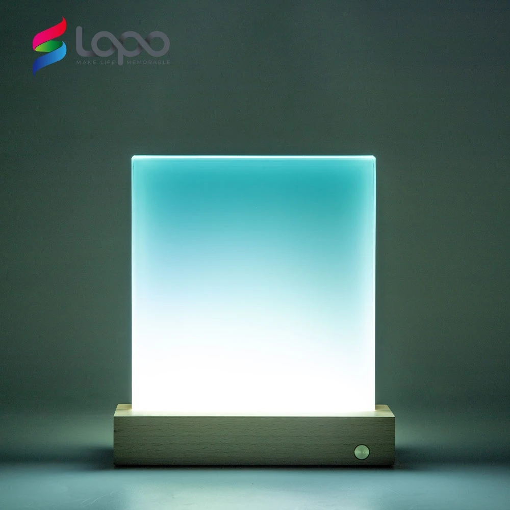 New Arrival DIY Sublimation Blanks Wood Base Glass Photo Panel With Led Base Sublimation Led Photo Frame