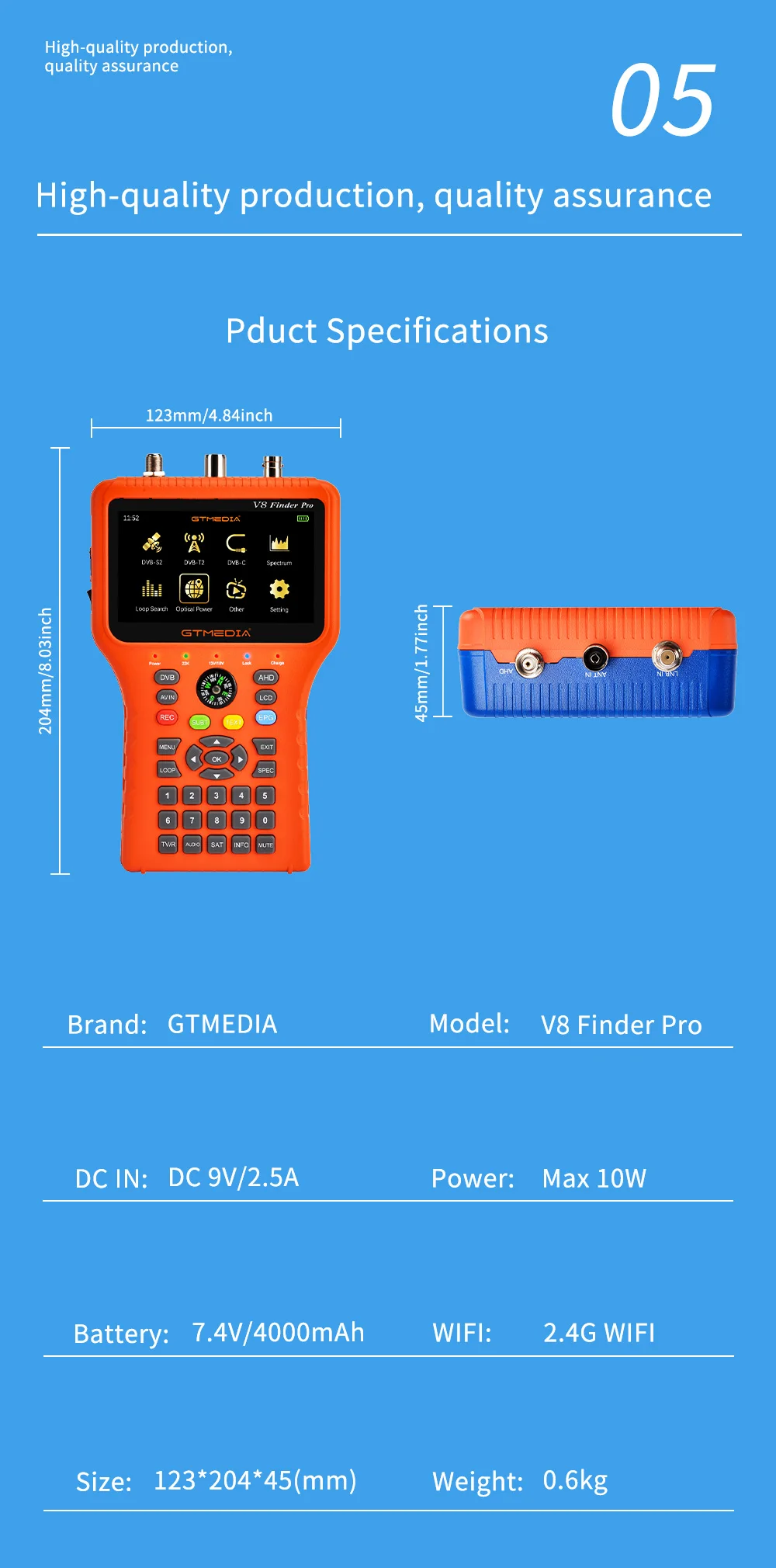 750GTmedia V8 Finder Pro DVB-S2 DVB-T2 DVB-C AHD H.265 Satellite Meter Satellite Finder better than satlink ST-5150 ws-6933 vf-6800 .jpg