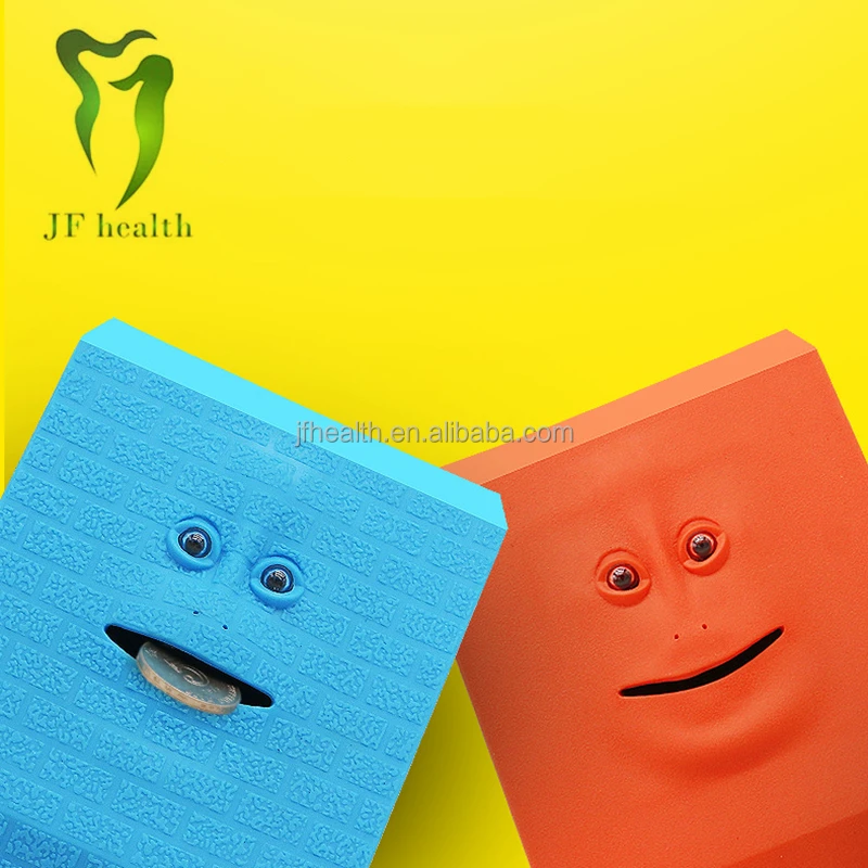 Wholesale hot sales creative solid color plastic face bank children toys cartoon steal money piggy bank