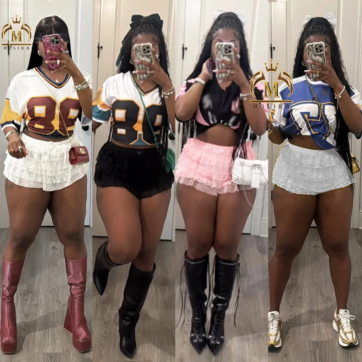 Trendy Summer Women Shorts Sets Print Mesh Shirt Top And Lace Shorts Skirt 2 Piece Sets Girls Y2K Two Piece Shorts Sets Women