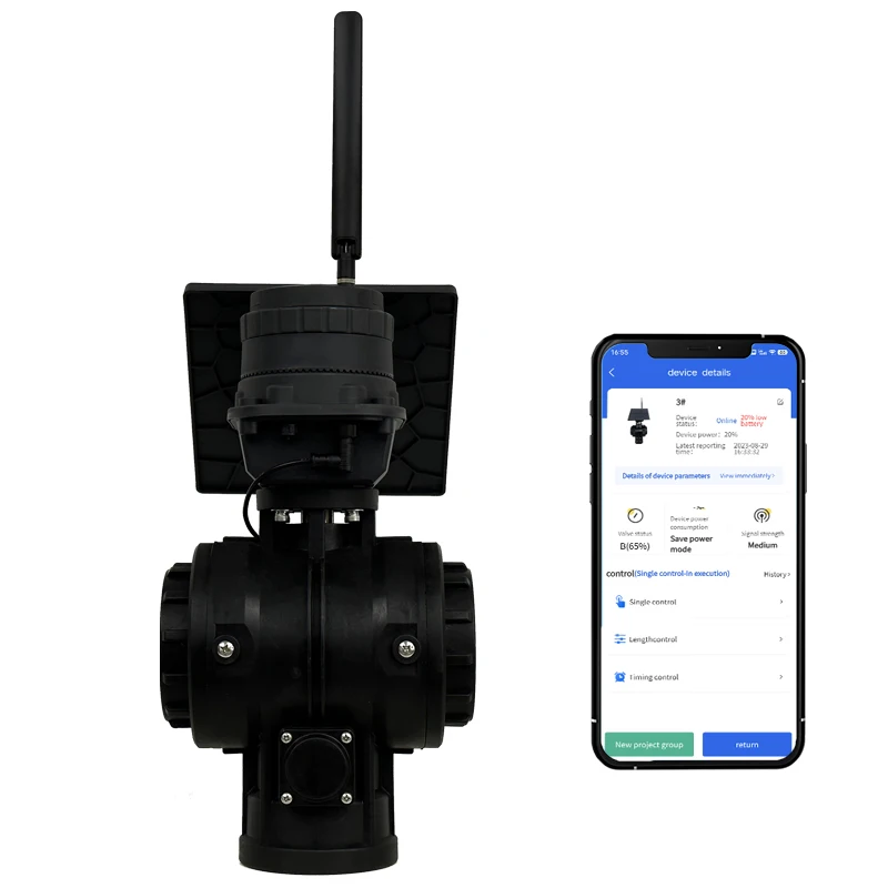 Solar Power LoRa remote control 3 way 2way electric actuator drive control valve 3 way ball valve electric actuator