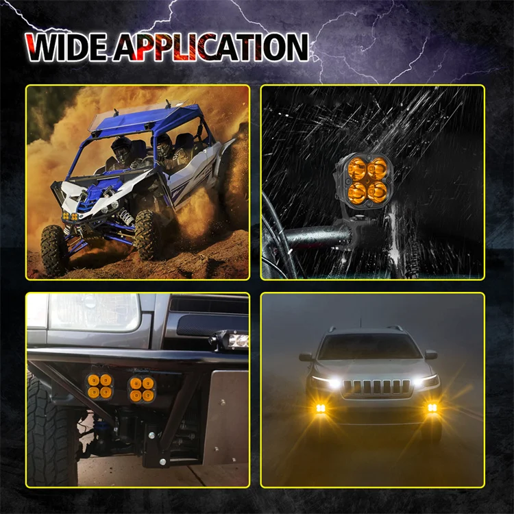 80W Amber Light Pair Spot Beam Aluminum Led Driving Light Pod