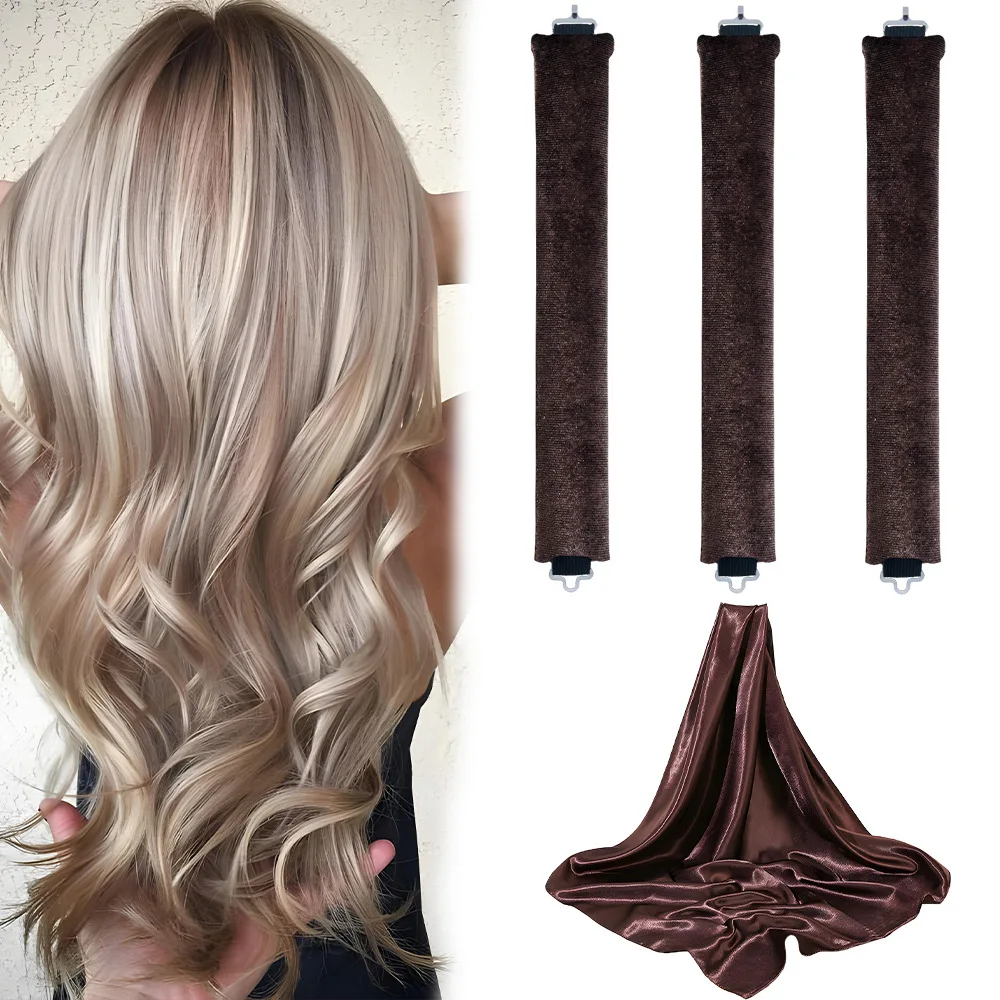 Factory wholesale Hair curlers No heat rubber curling iron Sleep hair curlers Silk scarf set