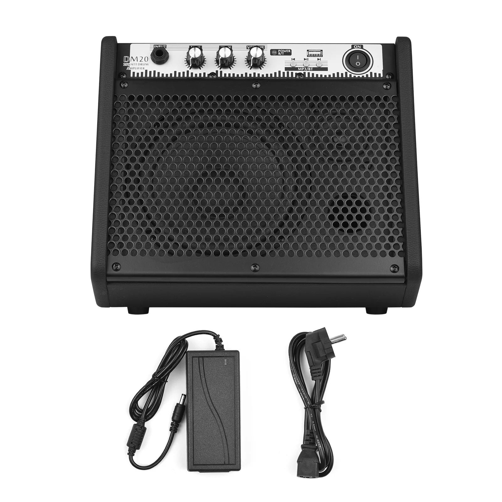 20-watt Drum Amplifier Speaker Practice Wood for Electronic Drum Sets Home Wood Case DM20 Volume Control Electric Drum, Keyboard