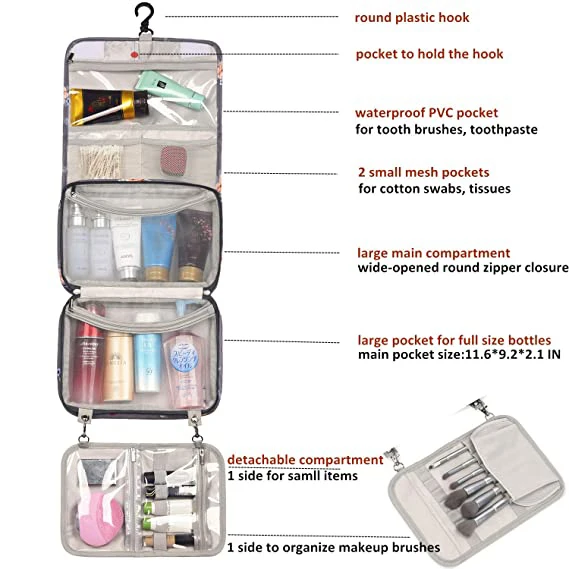 Toiletry Bag for Women Large Hanging Travel Makeup Bag
