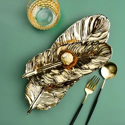 Nordic Creative Banana Leaf Ceramic Plates Home Decoration Jewelry Plate Cakes