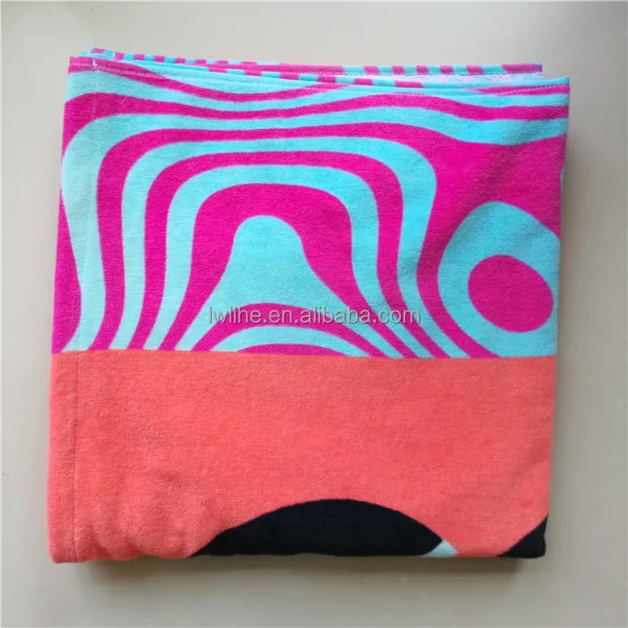 Wholesale  promotional Quick Dry Sand Free Digital Photo Printed Cotton Custom pink Beach Towel With Logo