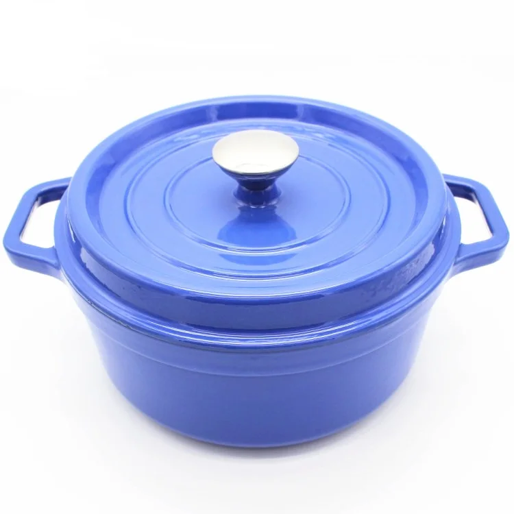 Enameled Cast Iron Dutch Oven Pre-seasoned Casserole Pot with Lid & Handles
