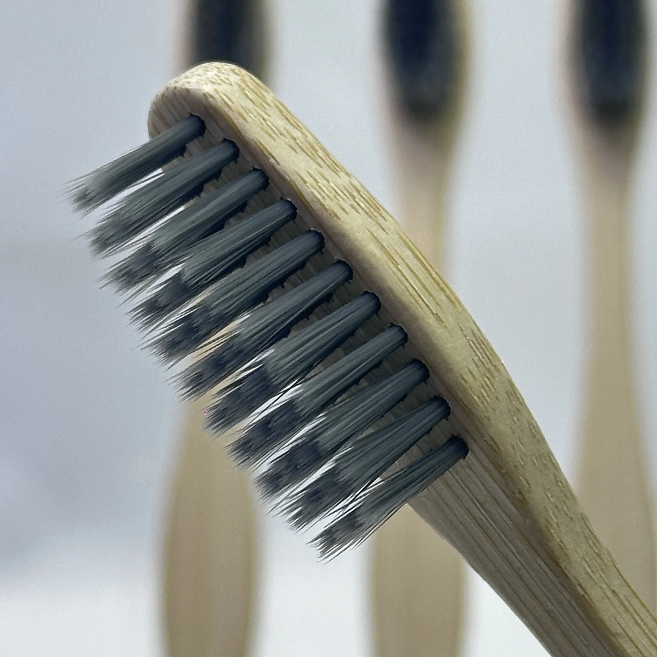 soft bamboo brush handle wood Black bristles bamboo toothbrush Wholesale adult toothbrush