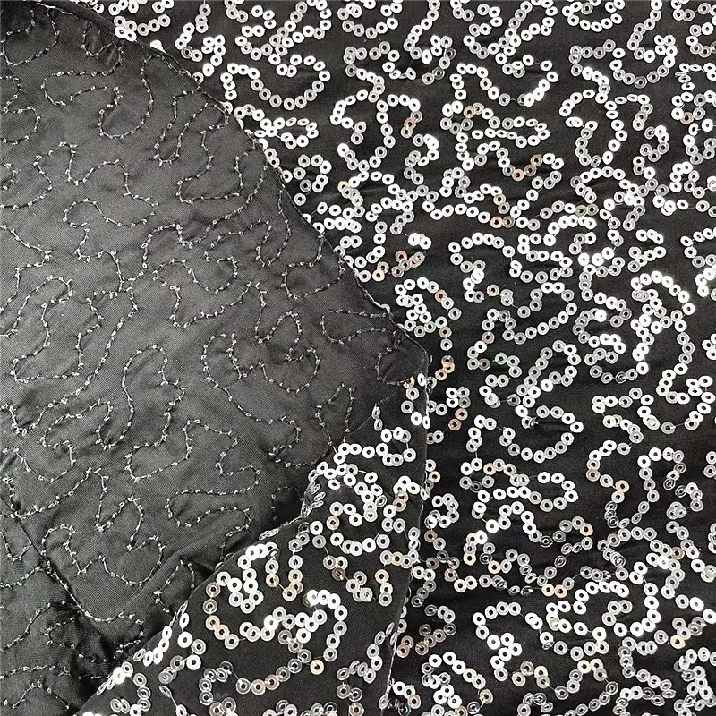 2022 New Polyester 4 ways Stretch Knit Sequins  Blue Embroidery Fabric For Dancewear Dress Costume Cloth Decoration,Width:130cm