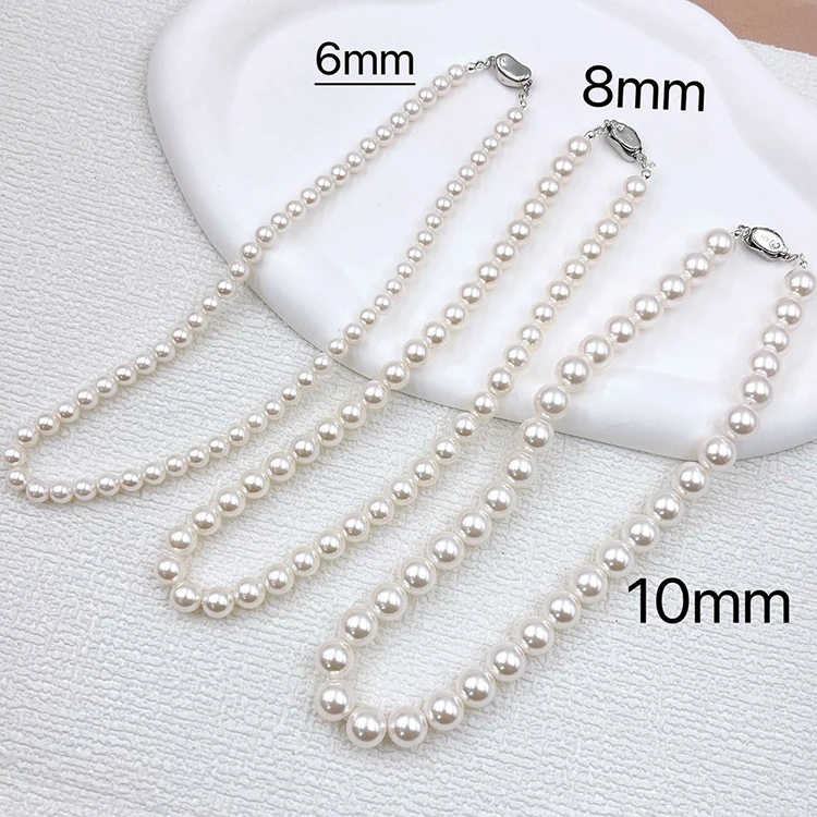 Y178 Wholesale Collier De Perles 4mm 6mm 8mm 10mm 12mm Clavicle Chain Pearls Beaded Necklace For Women Fashion Jewelry Necklaces