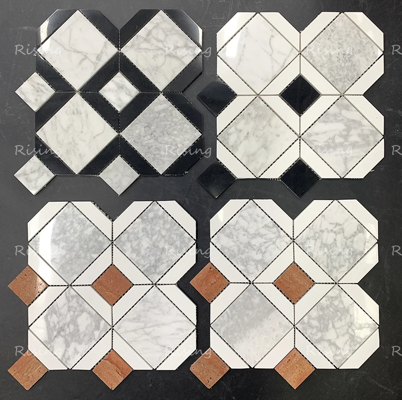 New Diamond Shaped natural Marble Mosaic Hotel Floor Kitchen Bathroom Wall Natural Stone Mosaic