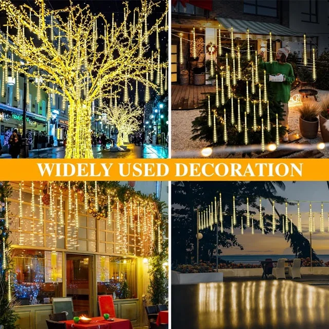 LED Meteor Shower Lights Outdoor 8 Tubes Meteor Christmas Lights garland Falling Rain Lights for Party