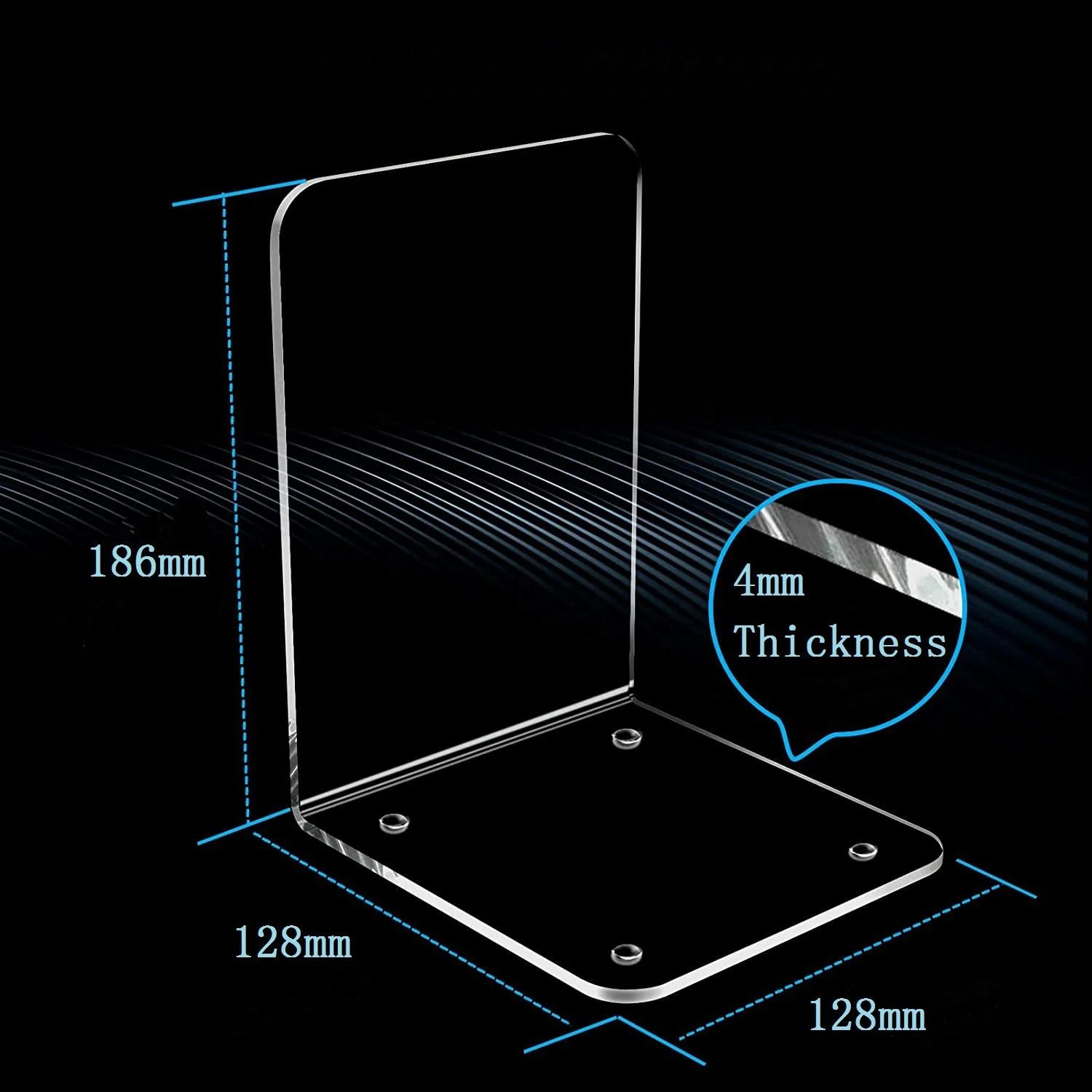 TSGG Desktop L Shape Book Stand Clear Acrylic Custom Book Ends Decorative