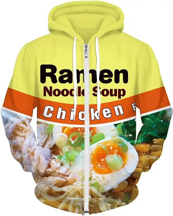 Wholesale 3D Ramen Chicken Noodle Soup Hoodie Beef Sweatshirt For Men Women Cotton Cute Pullover Hoodie Hooded Sweatshirt