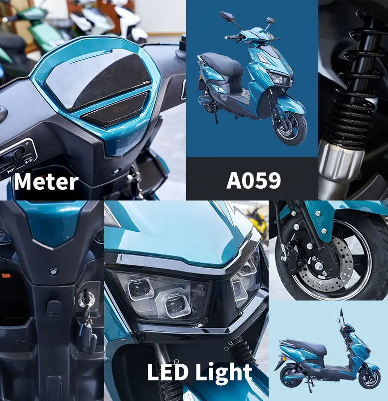 10/12 inch electric moped scooter adult 700-900W 40-50km/h speed 55-70km range ckd or skd electric motorcycle