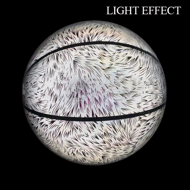 Glow in the dark light up LED sports balls custom logo glowing size 7 rubber basketball ball