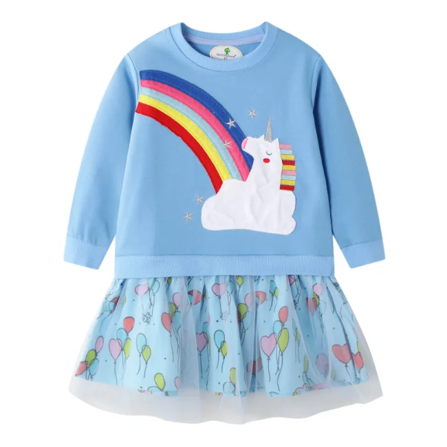 
PHB 40486 cartoon design fashion fall long sleeve girls overall dress 