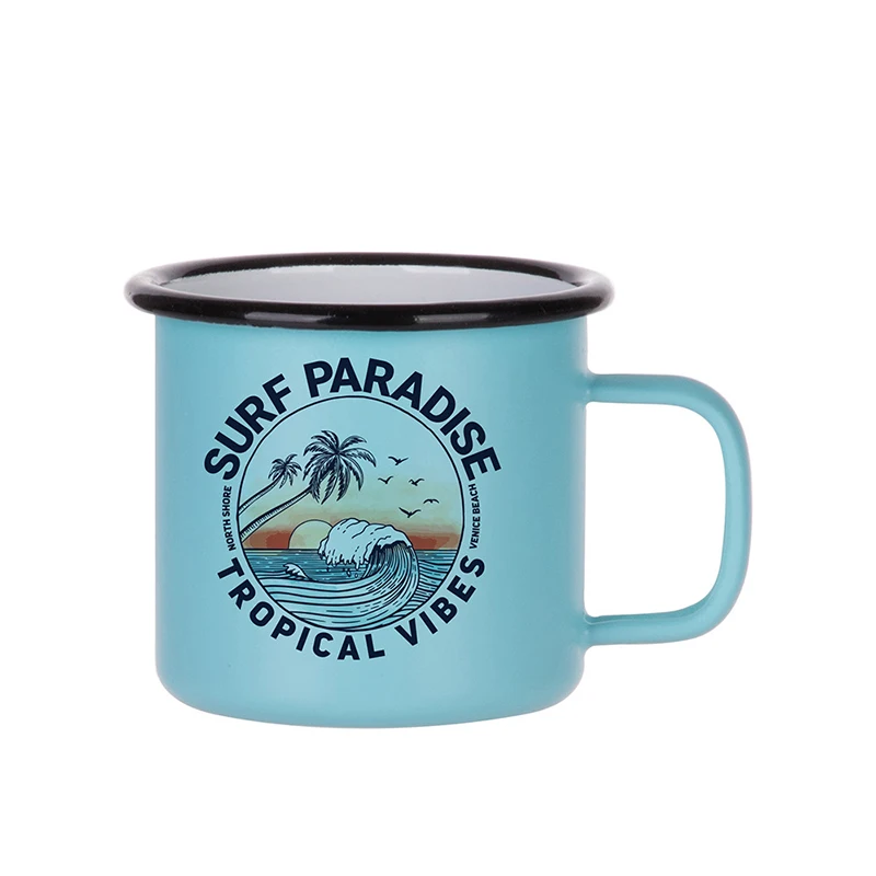 Wholesale Enamelware Customized Colored Logo Enamel Camping Mugs lEnamel Coffee Mug