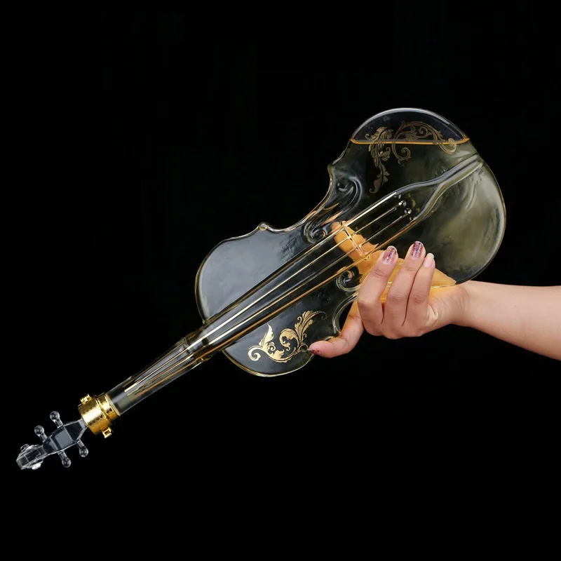 500/1000ml Violin shaped glass wine bottle Home creative sealed shaped bubble medicine empty wine bottle decanter