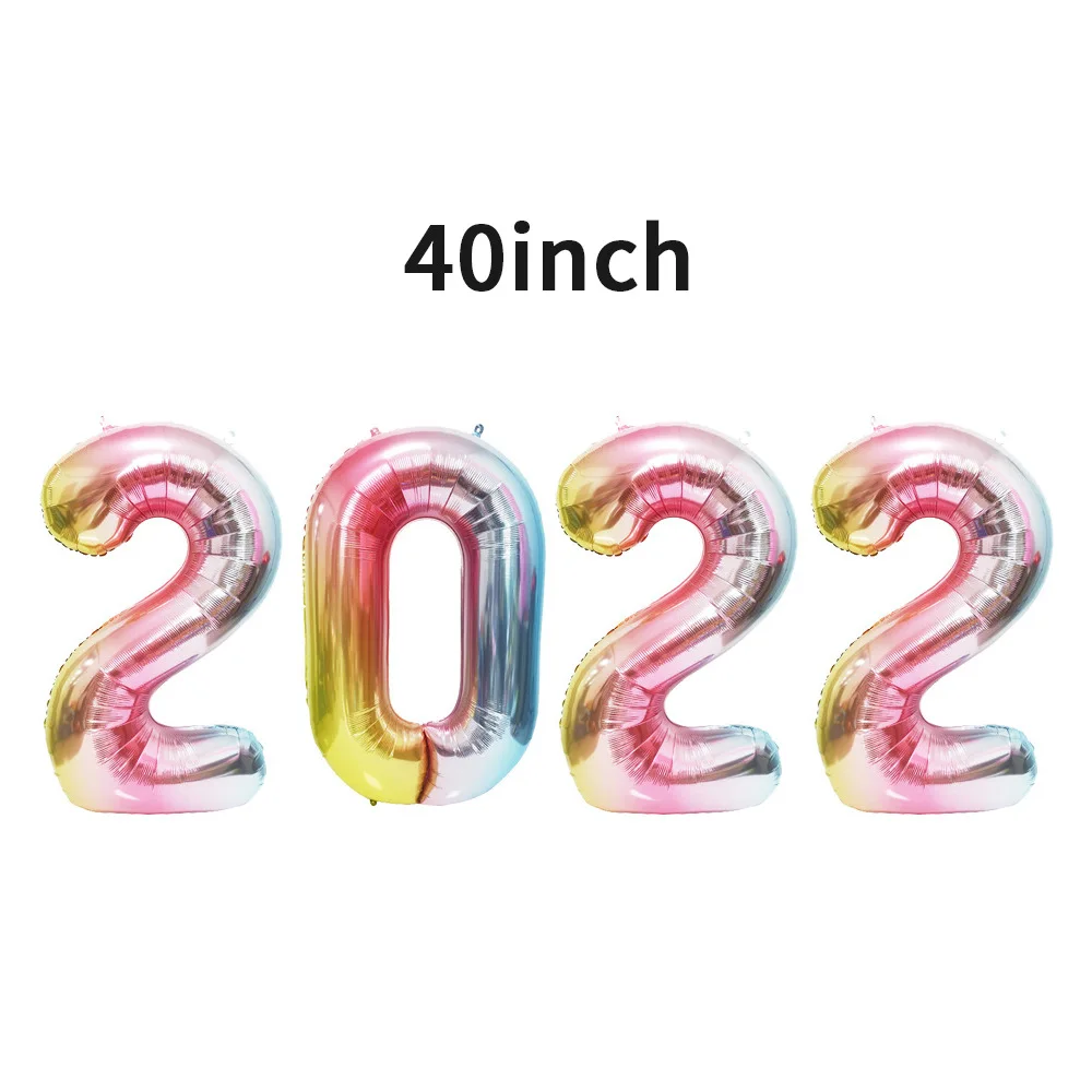 New Year decoration colors 2022 number aluminium foil balloons for party