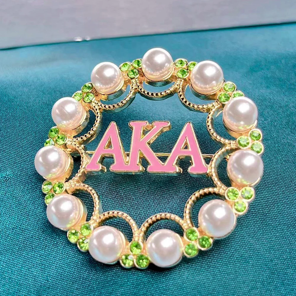 Custom Round Pearl Metal Delta Theta Letters Name Brooches Pins DST AKA Greek Sorority Jewelry Brooch Pin