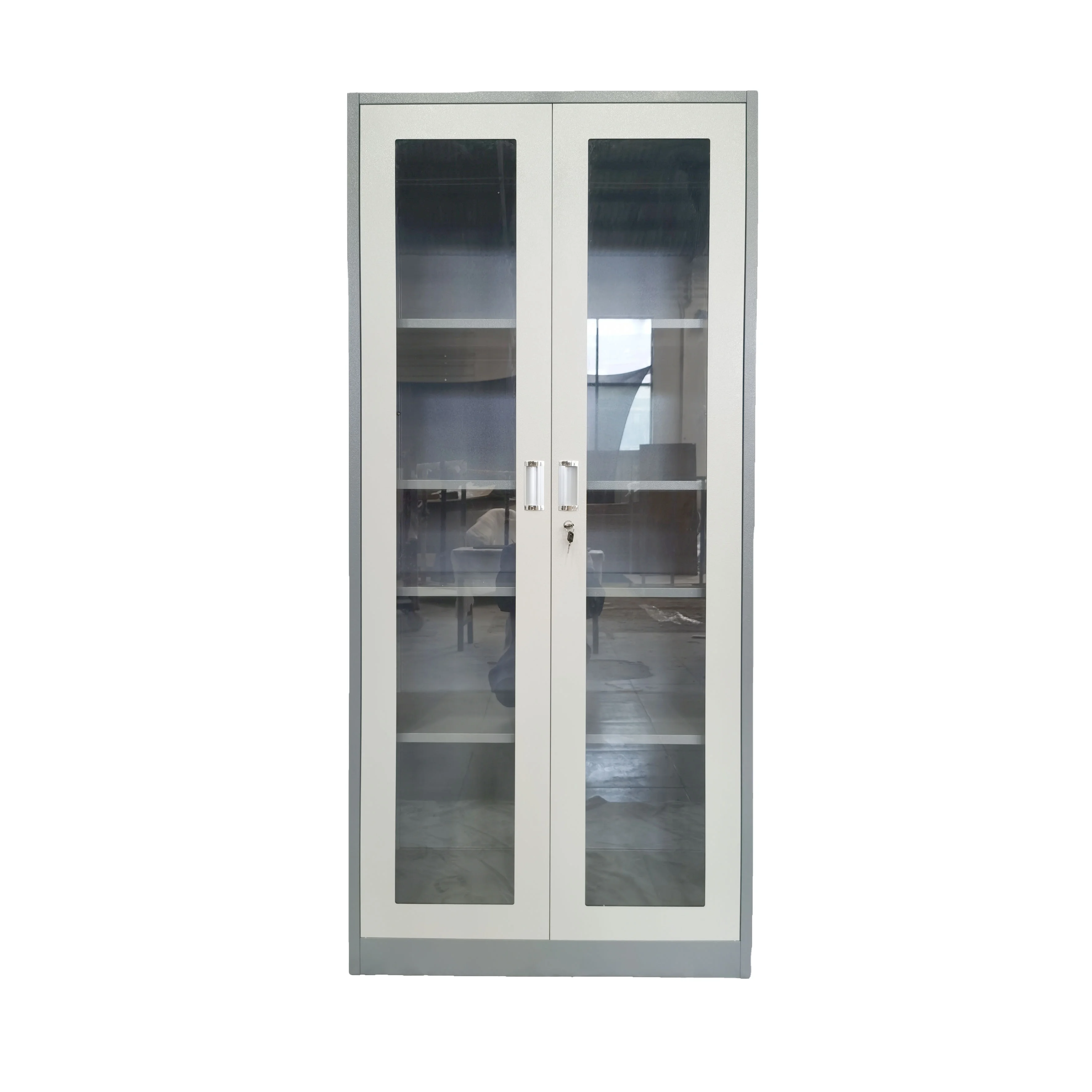 Grey Storage Cabinet Office Equipment with Transparent glass