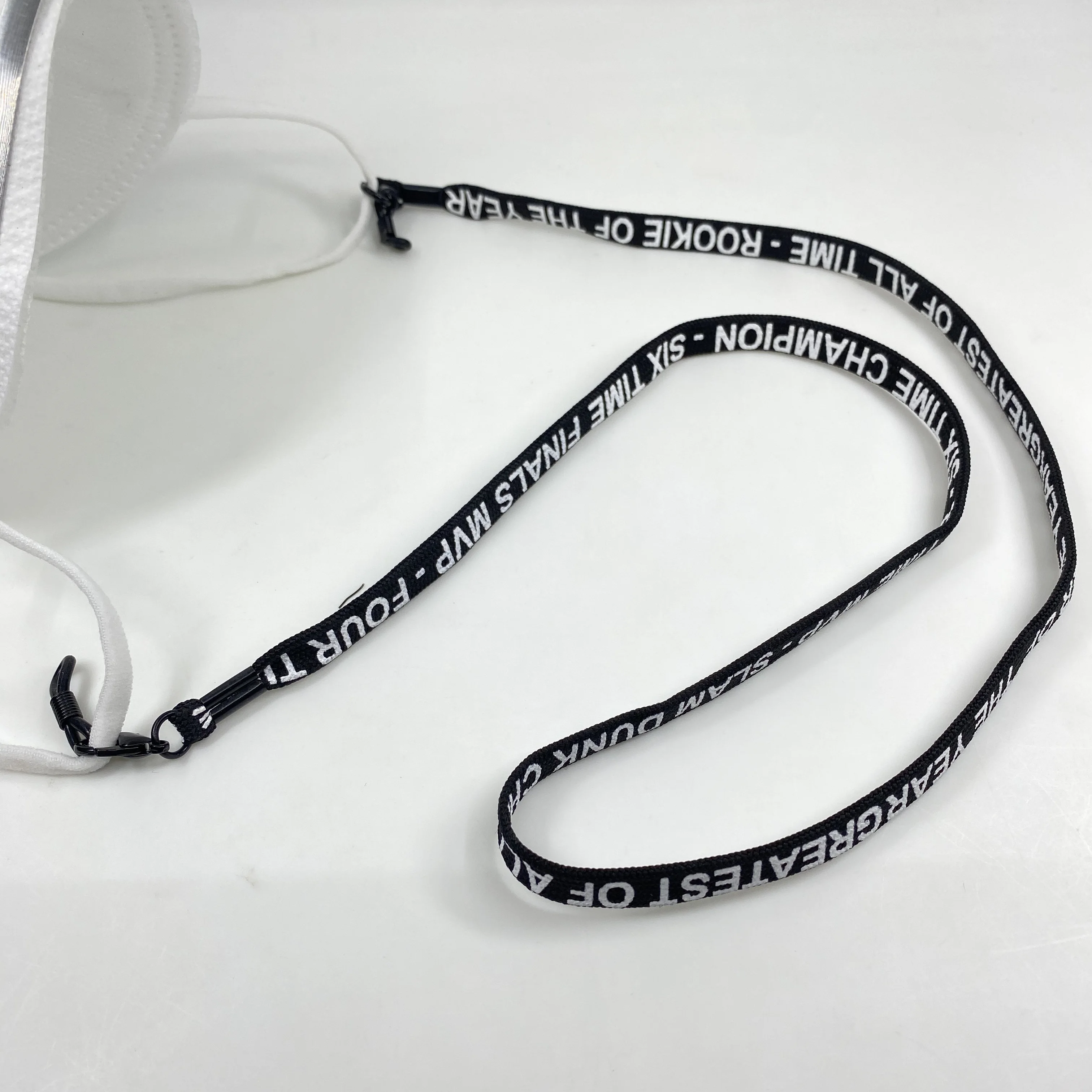 Fashion custom logo printing sunglasses mask cord lanyard neck strap with lobster clasp hook clip rubber loop