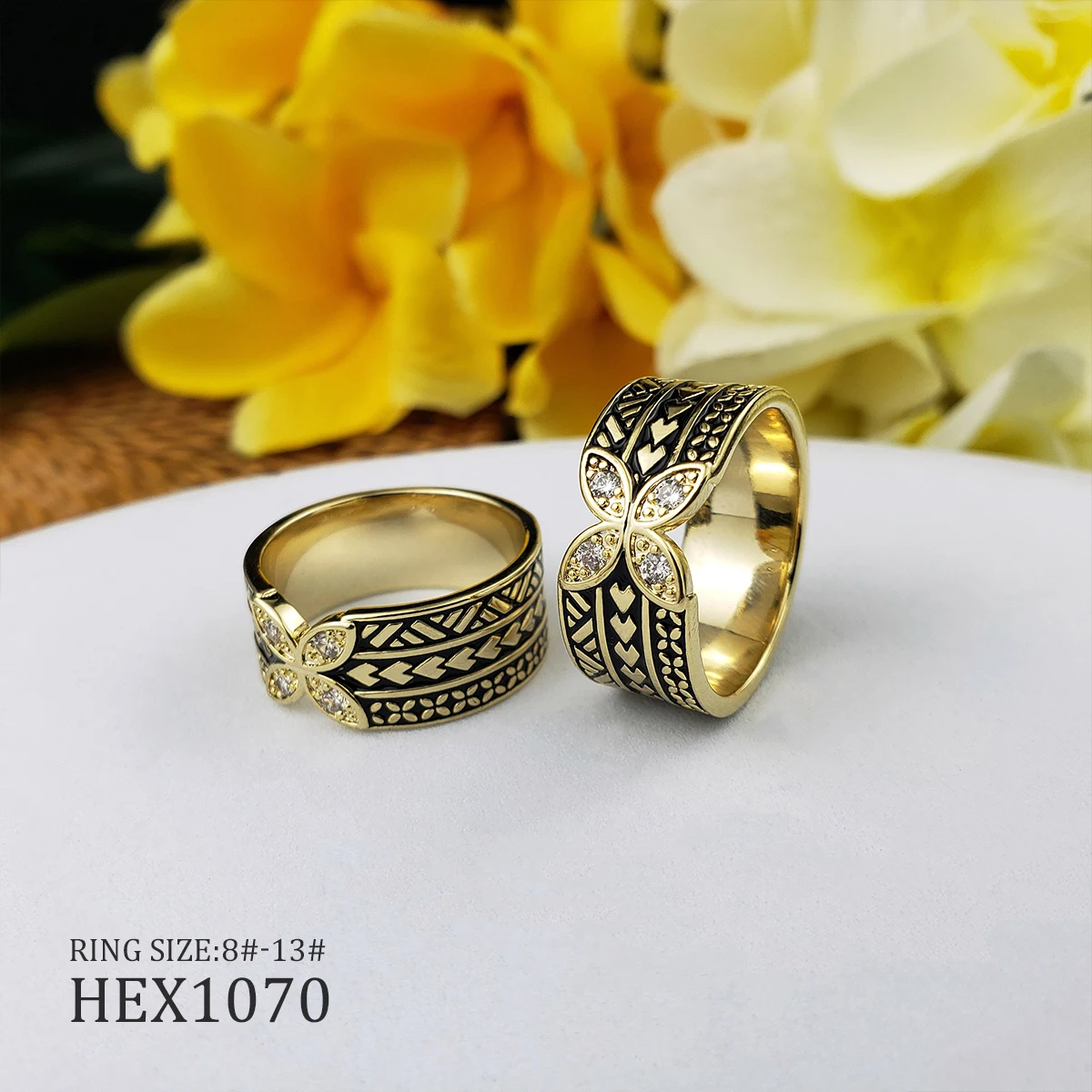 Hawaii fashion gold plated tribal rhinestone ring