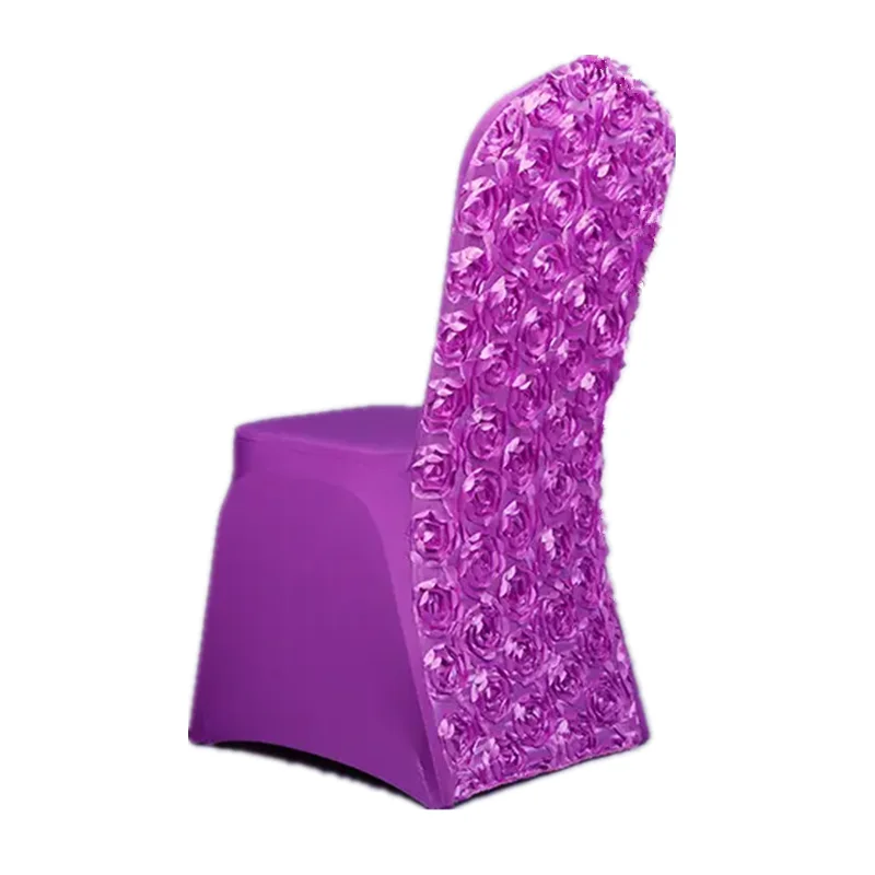 Luxury High Stretch Spandex Wedding Banquet Dining Spandex Rosette Flower Chair Cover Seat Covers For Wedding Banquet Chair