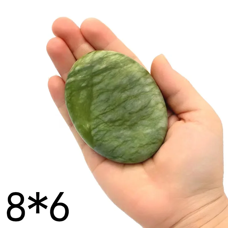 Jade Gua Sha Green Jade Round Shaped Hot Stone Natural Crystal Guasha Kit 3*4 cm 5*6 cm 6*8cm 8*8 cm