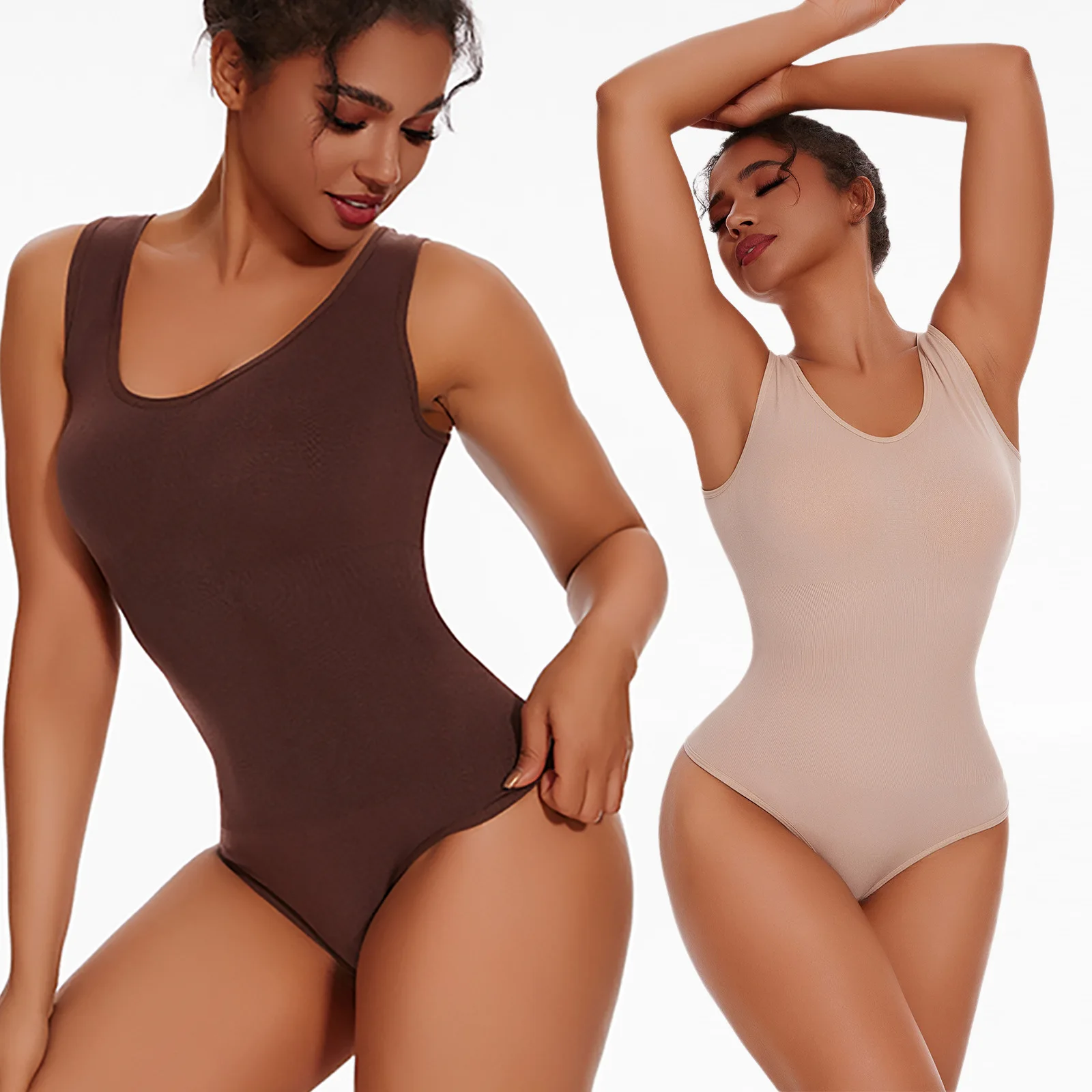 Women Sexy Skinny Shape Wear Wide Shoulder Strap Thong Bottoming Shirt Hip Lifting Stretchy Lady Yoga Jumpsuit