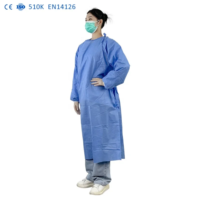High quality ASTM F1670 disposable level 2 gown level 4 lab coat en14126 sms gowns Medical Impervious for Hospitals