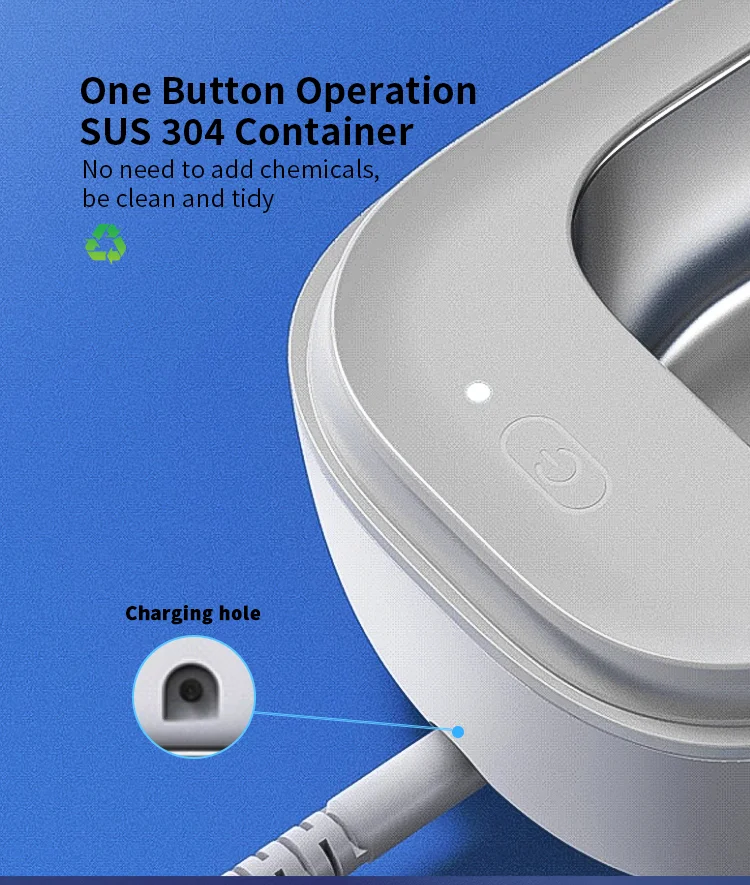 white custom small professional portable ultrasonic glasses cleaner machine