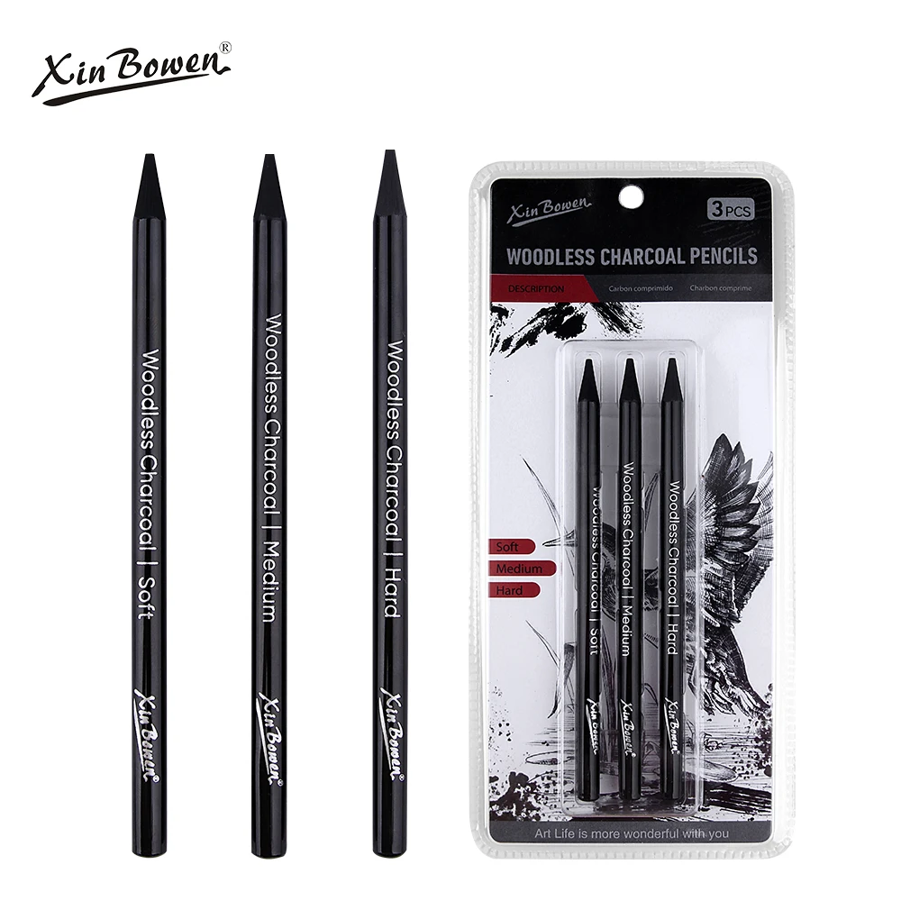 Xin Bowen charcoal pencils art sketching pencil 3pcs painting pen graphite pencil set for sketching and painting