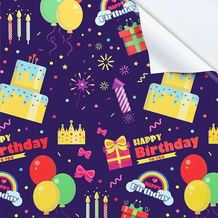 Customized  Printed Logo Gift Cartoon Wrapping Paper Kids Birthday Christmas Wrapping Paper Roll