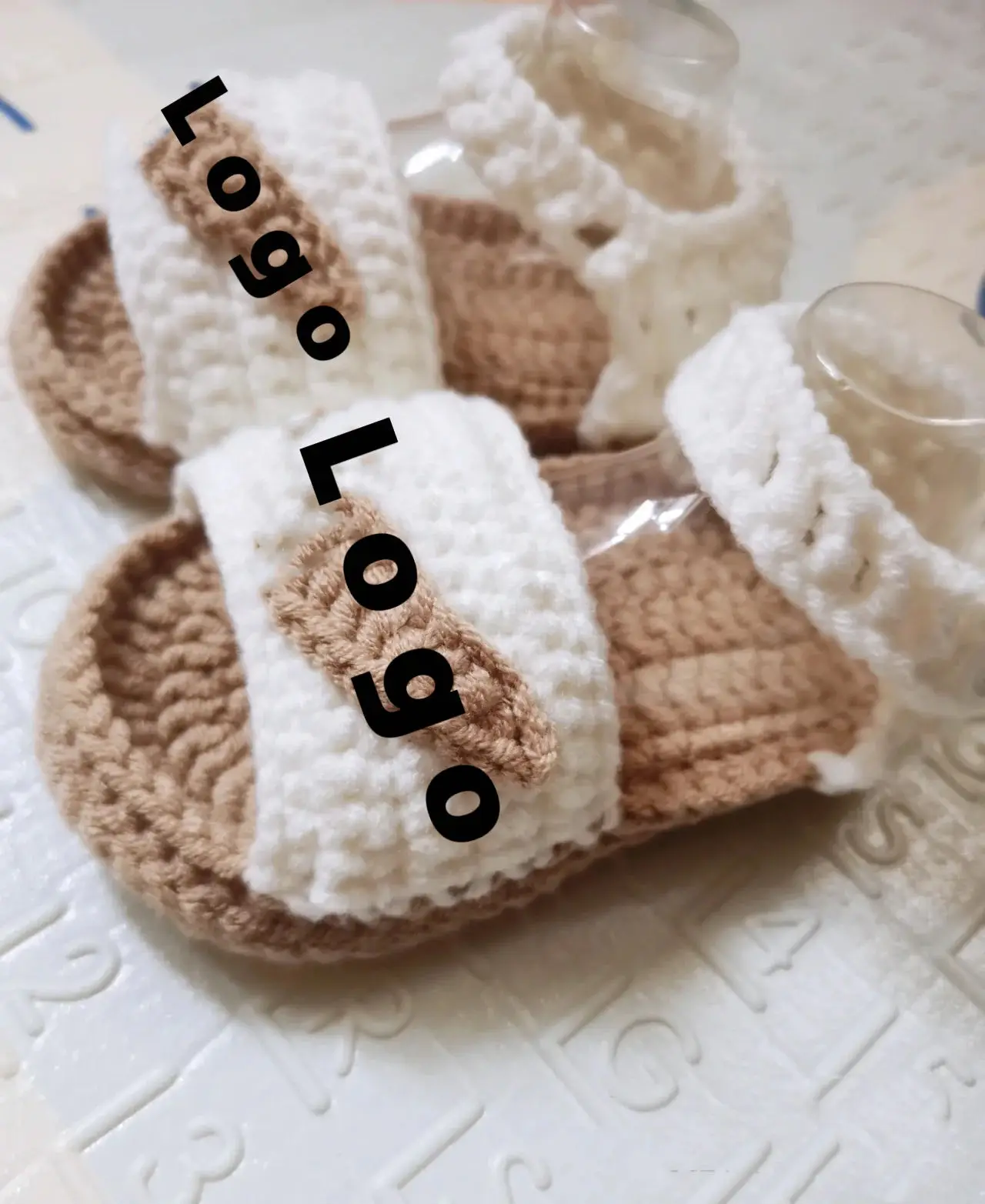 Customized Cute Baby Shoes Summer Spring Korean Custom Logo Sandals Hand Crochet Shoes Kid Candy Colors