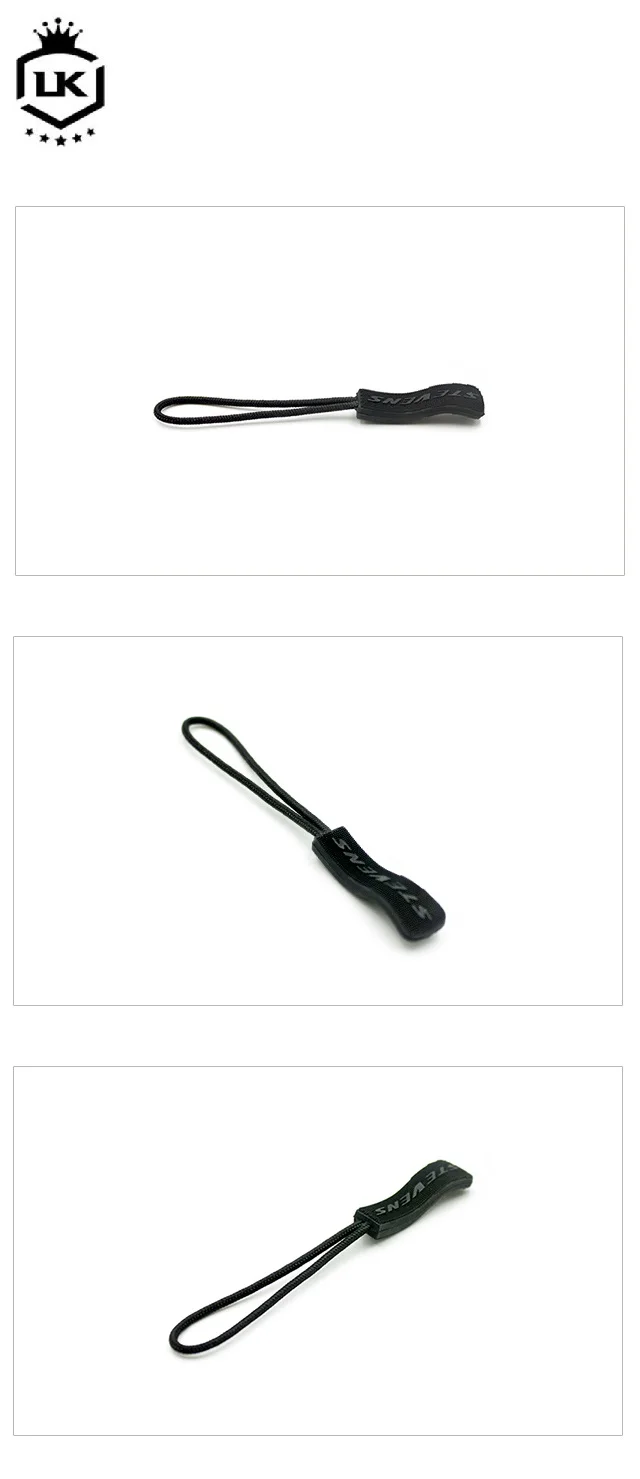 U shape decorative plastic zipper pull cord brand logo TPU string zipper puller for Jacket