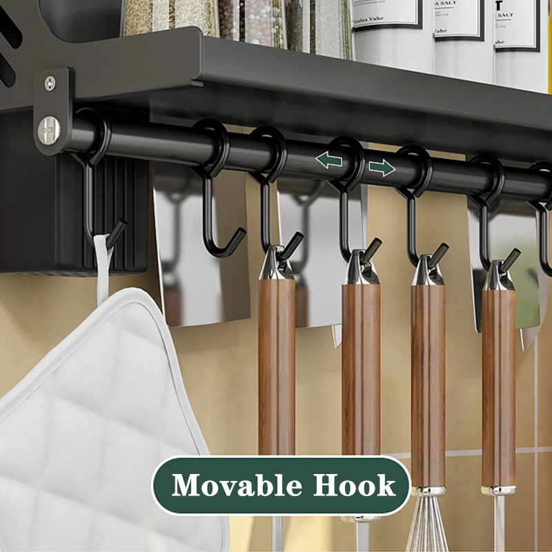 Stainless Steel Wall Mounted Knife Holder Tableware Storage Shelving Units Spice Organizer Rack