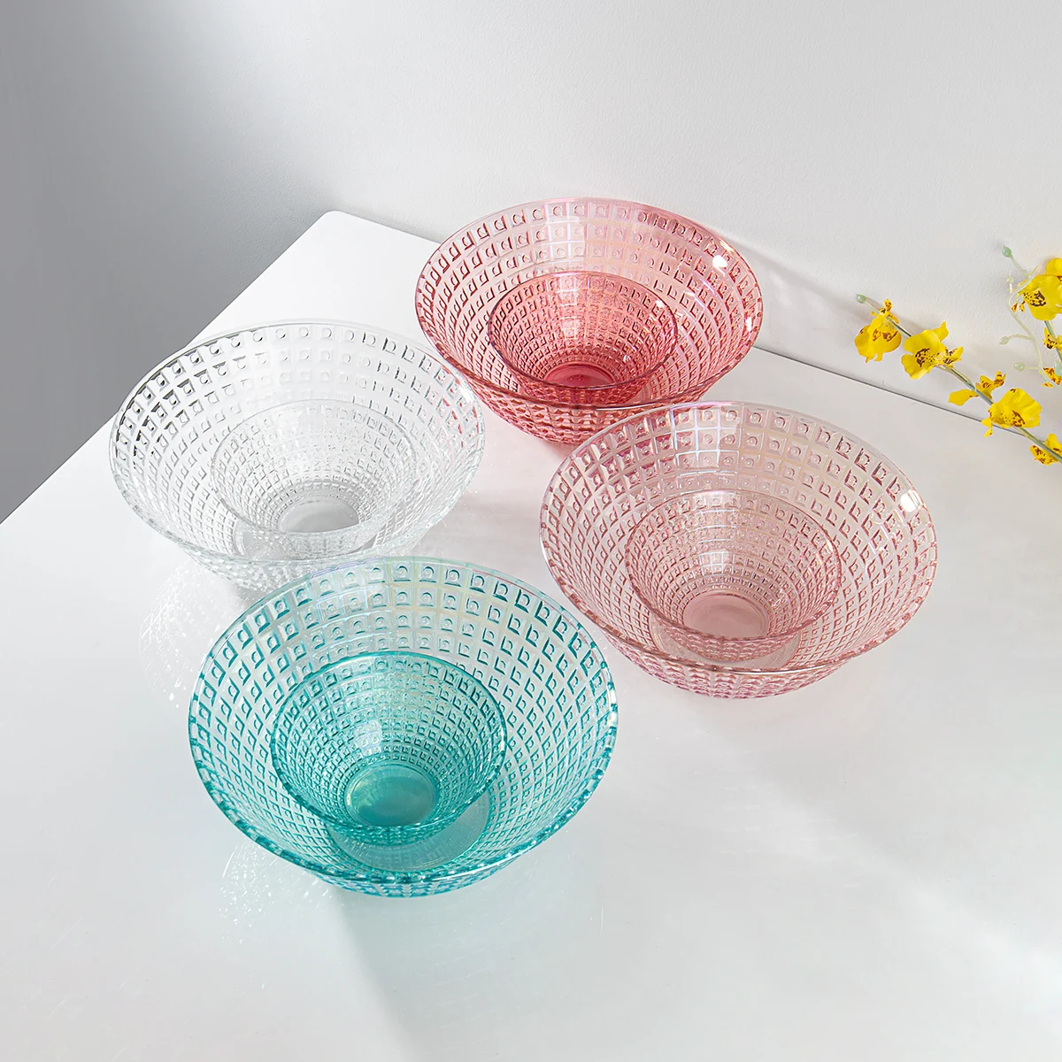 7pcs Luxury Dinnerware Water Glasses Glass Bowl Glass Charger Plates Sets Dinnerware Glass Dishes Set Plates Dinnerware Sets