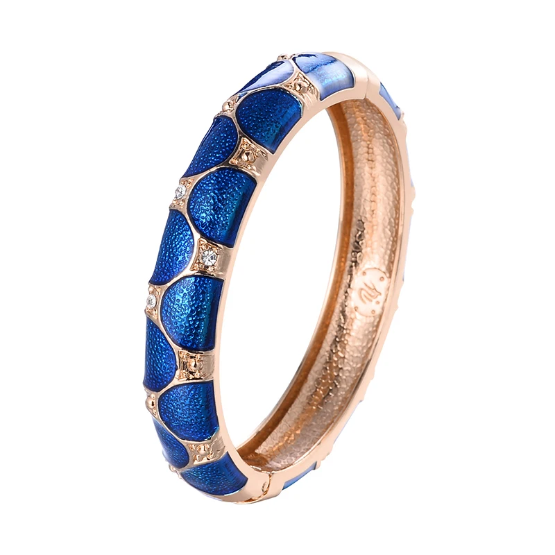 Daili Geometric Transparent Blue Wave Colorful Enamel Bangles Gold Plated Cloisonne Bracelets Fashion Jewelry Bracelets