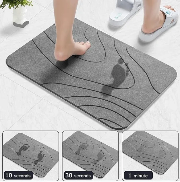 Eco-Friendly Anti-Slip Fast Drying Bath Stone Mat Eco-Friendly Product with Engraved Diatom Earth