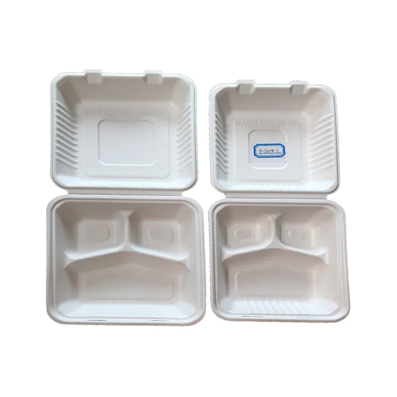 No added pfas bagasse food container Takeaway Clamshell Food Container Biodegradable Bagasse Lunch Box
