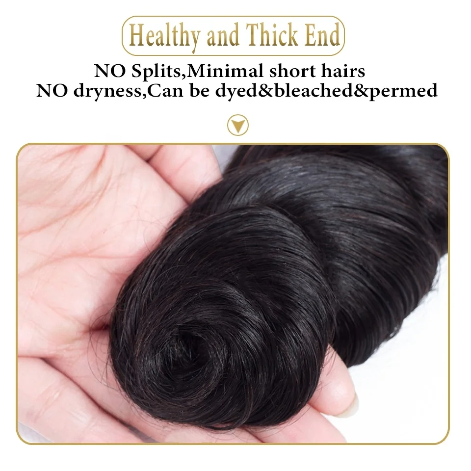 Synthetic Hair Bundles With Lace Closure Loose Wave Bundles Luxury Long Extension Braiding Unprocessed Human Hair Extension