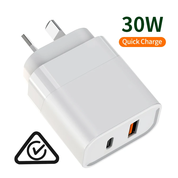 Australia/New Zealand Low MOQ charging brick 30 watt Dual Ports fast charger for apple watch power bank