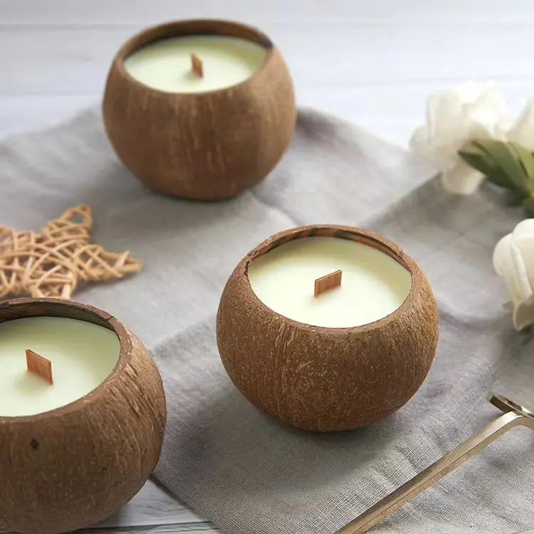 Creative 100% Natural Soy Wax Scented Candle Aromatherapy Smokeless Romantic Atmosphere Personalized Coconut Style Candle Gift S