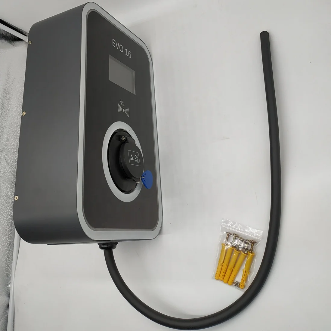 
11KW ev wall charger,16A ev charging pile with type 2 socket,LCD screen and type B RCD,OEM 