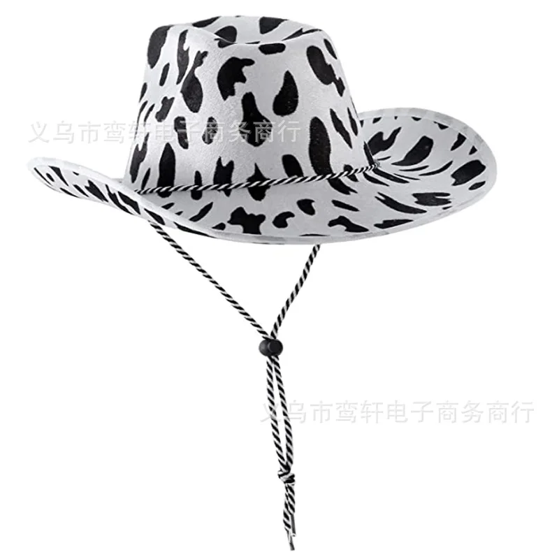 Straw Cowboy Hat Halloween Carnival Tiger Pattern Felt Cowboy Hats Leopard Pattern Zebra Custom Cowboy Hat