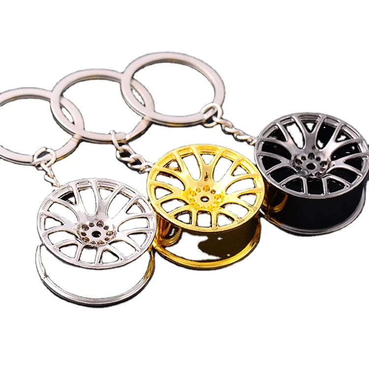 New Style Metal Car Whee Keychain Hub Auto Logos Key Chain Auto Repair Parts Car Mini Tire Wheel Key Chain