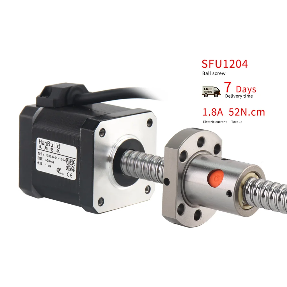 HanBuild 57 motor  ball screw motor  1.8A 52N.CM Angle 1.8 Degree 17hs8401S-SFU1204 300mm for 3D printer nema17 ball screw motor